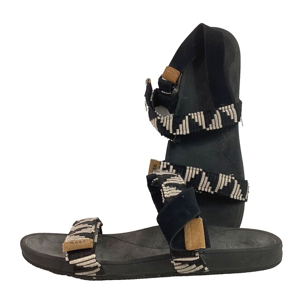 Reef Horizon Tide - Women's Size 9 - Strappy Sandals - Black & Tan - Hook & Loop